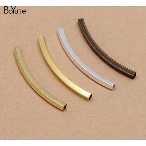 BoYuTe (100 Pieces/Lot) 30-40-50MM Length Metal Brass Bend Tube Square Tube Materials Handmade DIY Jewelry Findings Components