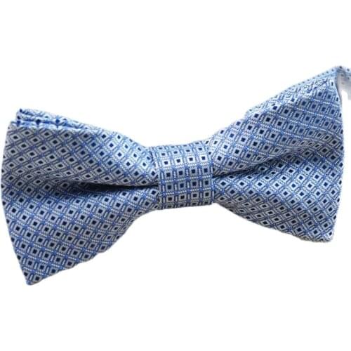 Fashion new blue small grid bow tie Male ladies business formal clothes silvery white butterfly bow tie
