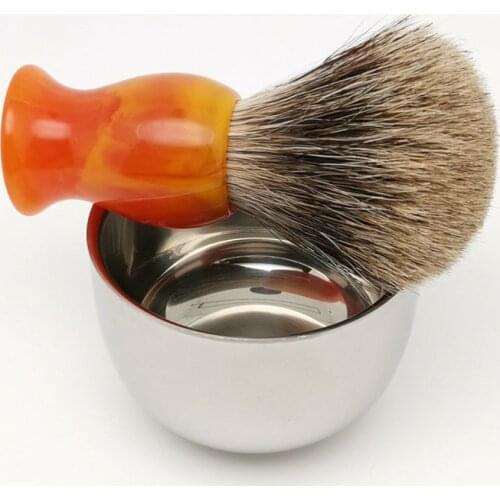 TEYO Two Band Fine Badger Hair Shaving Brush and Shaving Bowl Set Perfect for Wet Shave Cream