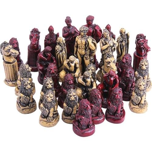 Chess Set 32x Chess Pieces Game Resin Roman Figurine for Adult