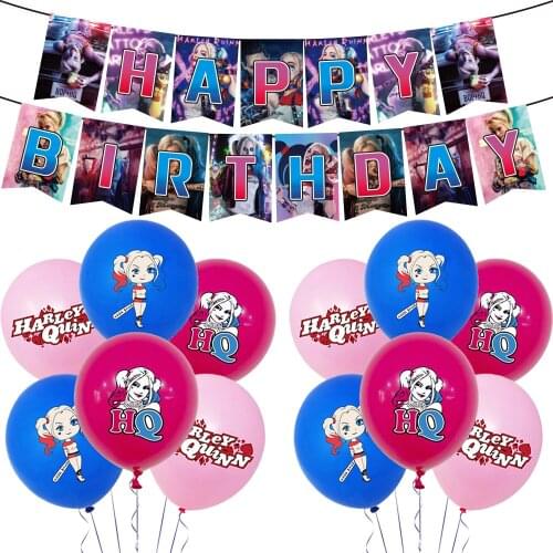 Suicided Harleyed Balloons Squading Quinn Latex Ballons Pink Joker Princess Party Decoration Happy Birthday Banner Girl Toy Ball