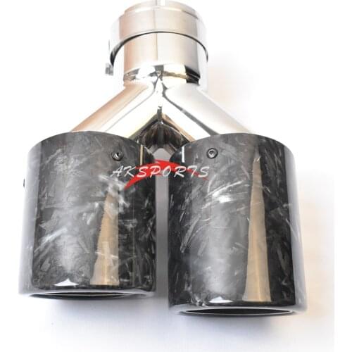 1PC Left Side Forged Fiber Carbon Dual Car Curly Muffler End Pipe Double Glossy Muffler Tip For M3 E93