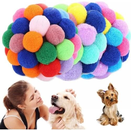 New Pet Cat Multicolor Bell Bouncy Ball Interactive Toy Supplies Handmade Bouncy Ball Interactive Toy Cat Plush Random Color Hot
