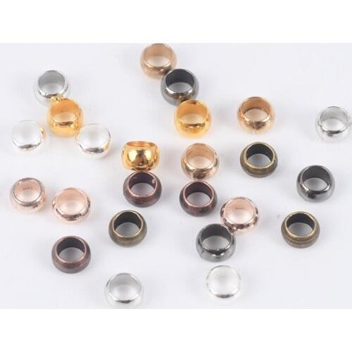 500pcs/lot Gold Rhodium Ball Crimp End Beads Dia 2 2.5 3 3.5mm Stopper Spacer Beads For DIY Jewelry Making Findings Accessories