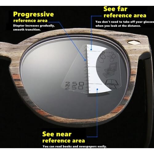 Wood Grain Progressive Multi Focal Reading Glasses Men Retro PC Full-rim Anti Blue Presbyopia Glasses Women High Quality Lenses