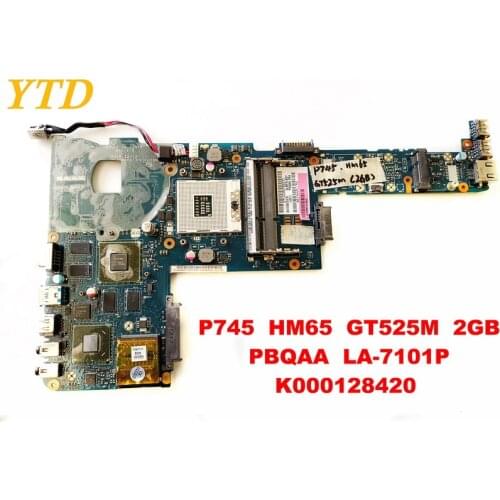 Original for Toshiba P745 laptop motherboard P745 HM65 GT525M 2GB PBQAA LA-7101P K000128420 tested good free shipping