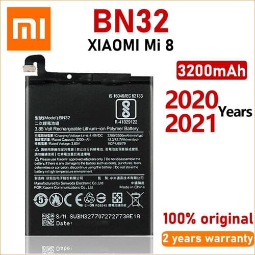 Xiao Mi Original 3200mAh BN32 Battery For Xiaomi MI 8 Phone Batteries Batteria With Tracking Number
