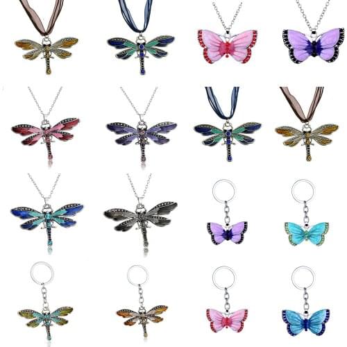 Necklaces Dragonfly Butterfly Elephant Statement Necklaces Charm Pendants Vintage Chain Necklaces Women Girls Love Jewelry Hot