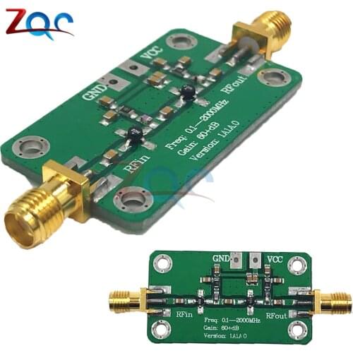 NA 0.1-2000 MHz 60dB High Gain Low Noise Amplifier Board RF Broadband Module DC 6-12V 35mA Board 0.1-2000MHz