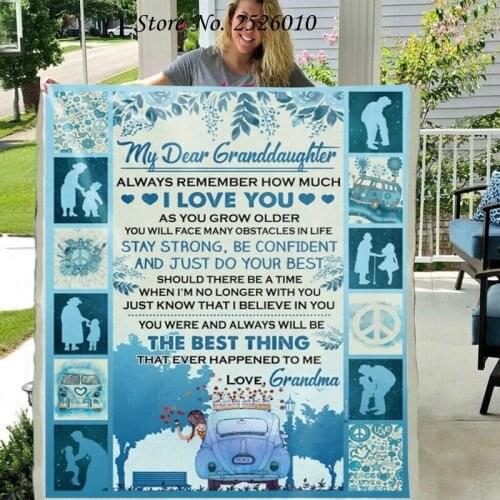 Throw Blanket TO My Dear Granddaughter Letter Blanket 3D Print Sherpa Blanket on Bed Home Textiles Blanket HBTY XMAS Gift 02