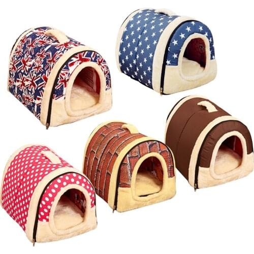 Portable Pet Dog Cat House Foldable Pet Supplies Travel House Plush Cloth Kennel For Universal Pet Mat Dog Cat Bed Sofa 3 Size