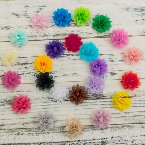 50pcs/lot 5CM Wholesale Chic Mini Soft Chiffon Flowers For Girls Headbands High Quality Fabric Flower For Hair Accessories