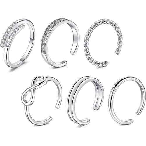 Adjustable Toe Rings for Women Rose Gold Simple Open Band Wide Fingers Joint Knuckle Tail Ring Foot Jewelry