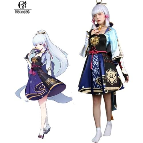 ROLECOS Game Genshin Impact Kamisato Ayaka Cosplay Costume Carnival Women Party Sexy Dress Uniform Dress