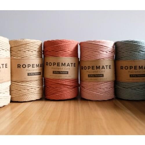 ROPEMATE PREMIUM SOFT COTTON CORD DIY macrame bag 4MM 100 Meters - 3 STRANDS