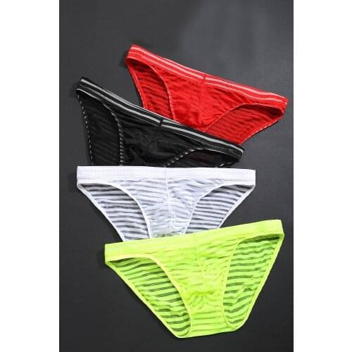 Striped Sexy Ice Silk Mens Underwear Underwear Underwear Seamless Transparent Panties Underwear calzoncillos sexys para hombre