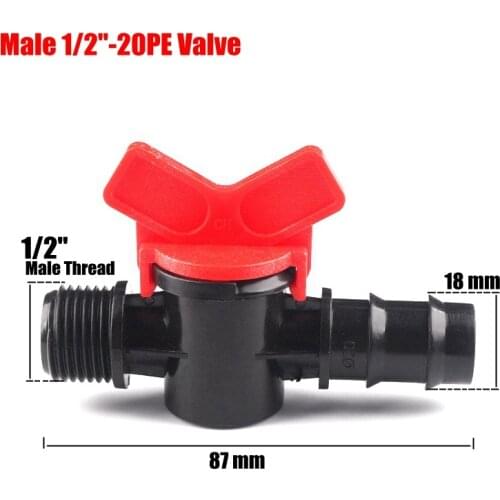20pcs 1/2"-20mm PE Pipe Ball Valve Farm Greenhouse Drip Irrigation Mini Valve Hose Water Controllers Garden Water Connectors