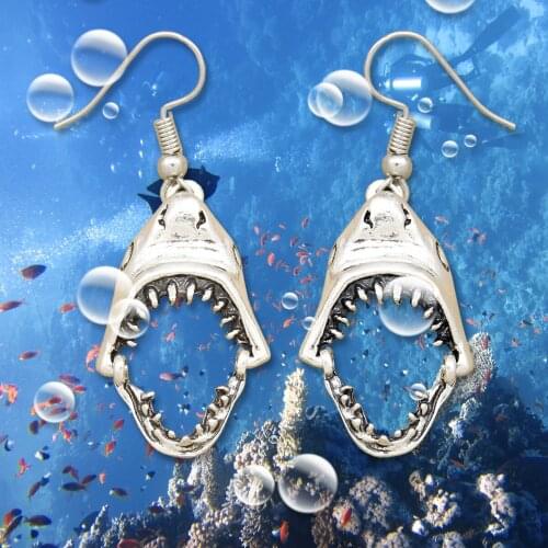 Vintage Shark Tooth Jaws Skull Hell Demon Mouth Drop Dangle Earrings for Women Fancy Dress Jewelry Trendy Korean Fashion
