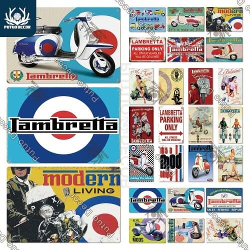 Putuo Decor Scooter Motorcycle Vintage Tin Sign Plaque Metal Retro Metal Sign Wall Decor for Garage Decorative Metal Plate