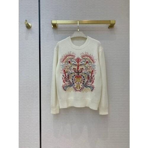 High End Quality 11.25 Embroidery Jacquard Pattern Sweater Women Fashion Luxury Temperament Cashmere Pullover Knitwear