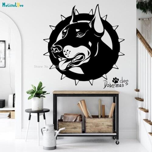 Fierce Loyal Pet Doberman Animals Dog Pets Breed Puppy Wall Sticker Home Decoration Living Room Decals Handmade YT4049