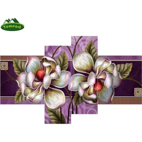 YUMEART DIY 5D Diamond Mosaic Fresh Orchid Handmade 3D Diamond Painting Cross Stitch Kits Diamond Embroidery Pattern Rhinestone