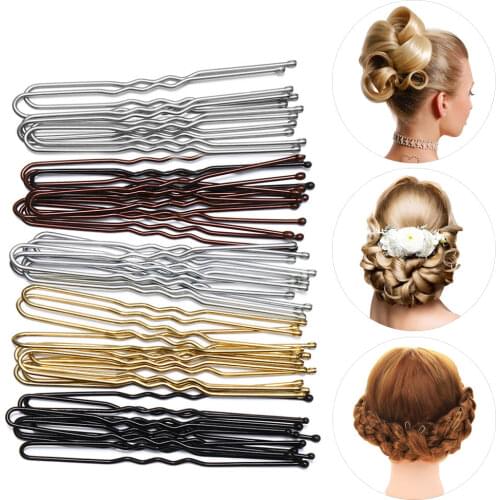 20/50Pcs 5/6/7cm Simple U Shaped Hairpins Waved Hair Clips Metal Barrettes Bridal Hairstyle Headdress Tools Trinket Hair Pins