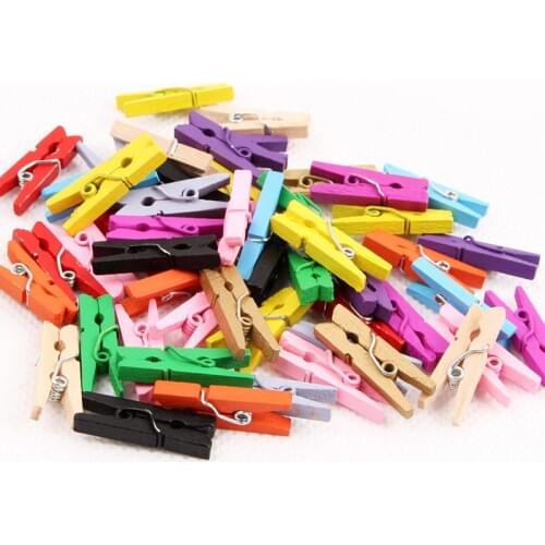 300pcs/lot Mini Colorful Small Wood Clips 2.5x0.3CM Spring Wood Clips for DTY Clothespin Craft Decor snack Clip Photo Clips Pegs