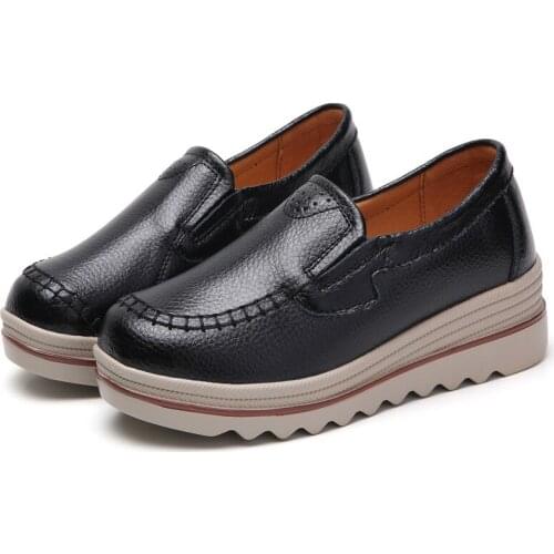 2021 New Spring Autumn Womens Platforms Shoes Platform Flats Genuine Leather Ladies Loafers Zapatos De Mujer Zapatos