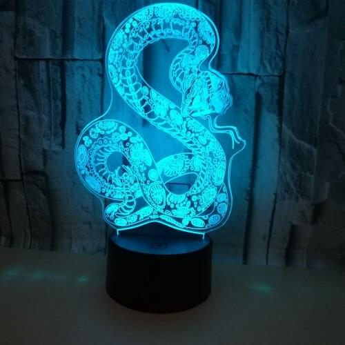 Snake 3d Nightlight 7 color Touch 3d Led Visual Table Lamps For Living Room Interior Decoration 3d Table Lamp