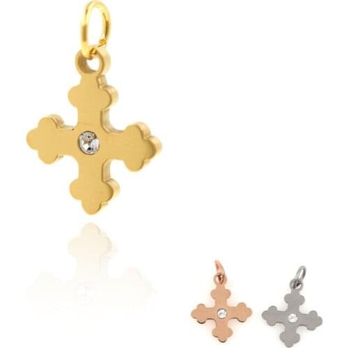 Micropavé Gold Cross Pendant Exquisite Religious Necklace Cross Charm DIY Jewelry Accessories 17x12x1.3mm