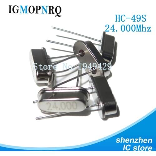 10PCS 24.000M 24.000Mhz 24 Mhz igMopnrq Quartz Crystal Resonator Passive Oscillator HC 49S New HC-49S
