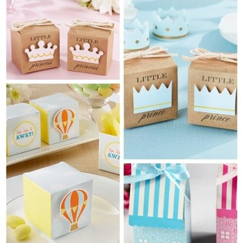 100 Pieces/Lot) Baby Shower Favors of Little Prince Kraft Favor Boxes For baby birthday Party Gift box and baby Decoration Gift