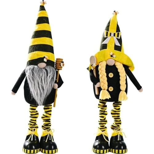 2 Pcs Long Legged Flexible Bee Gnome Faceless Doll Easter Decoration Easter Plush Dwarf Home Party Decorations Kids Toys CNIM Ho