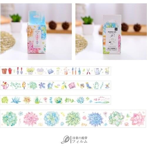4pcs/box Floral Plant Washi Tape Set Garden Potting Adhesive Masking Tapes Decoration Stickers Home DIY Art Album Supplies F6324