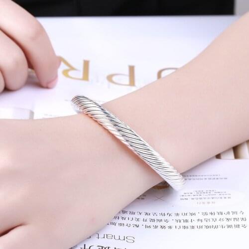 925 Sterling Silver Bangle Bracelet, 925 Silver Fashion Jewelry Twisted Bangle bracelet