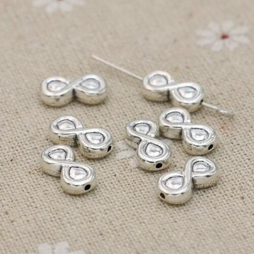 40PCS Infinity Love Spacer Beads Antique Silver Plated Loose Beads for Jewelry Making Bracelet DIY Handmade Craft 12x6mm