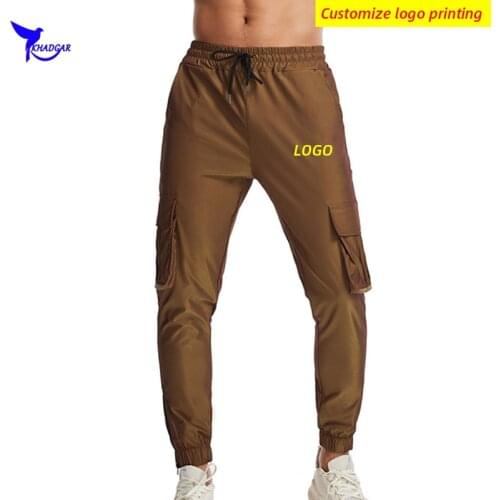 2021 Quick Dry Breathable Running Pants Men Gym Fitness Sports Trousers Joggers Sweatpants Multi Pockets Work Overalls Custom