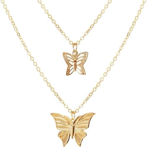 Creative New Butterfly Gold Silver Color Pendant Necklace Women Fashion Exquisite Star Clavicle Chain Necklaces Collar Jewelry