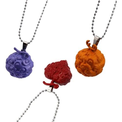 Anime ONE PIECE Necklaces Luffy Ace Law Devil Fruit Cursed Fruit Metal Bead Chain Pendant Necklaces Men Women Jewelry