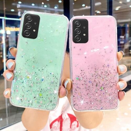 Silicon Case For Samsung A52 Cases Glitter Epoxy Fundas Samsung A72 A51 A71 A32 A12 A21s A31 A41 A20e A40 A50 A02 A70 A42 Covers
