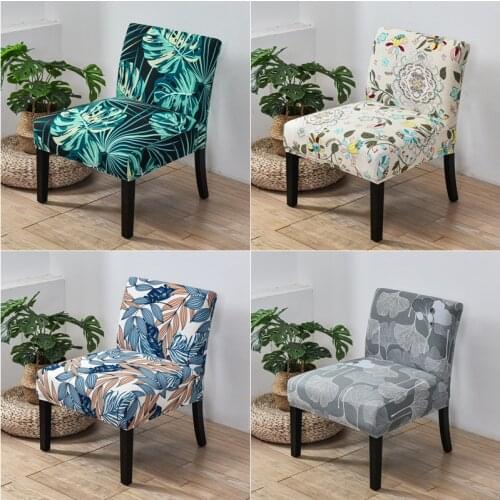 Accent Armless Chair Cover Plants Leaves Single Sofa Stool Slipcover Nordic Stretch Chair Covers Elastic Couch Protector Cover