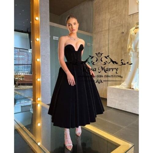 Black Velvet Short Prom Dresses 2021 A Line Corset Plus Size Tea Length Women Gothic Formal Evening Party Gown Vestido De Fiesta