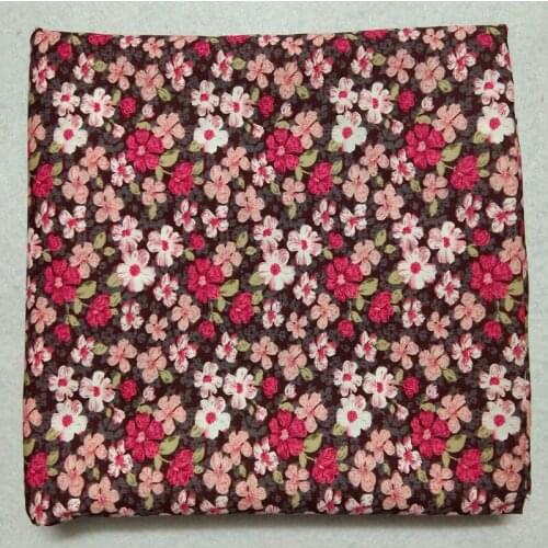 50x145cm Royal Brown Colorful Blooming Flowers Printed Cotton Poplin Fabric Floral Fabric Patchwork Cloth Dress Party Home Decor