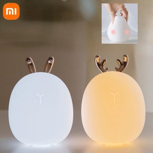 Youpin Ecosystem Silicone Touch Sensor LED Night Light For Children Baby Kids Colors 2 modes Rabbit Deer LED USB LED Night Lamp