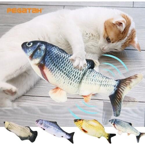 Electric Cat Toy 3D Fish USB Charging Simulation Fish Dancing Jumping Moving Floppy Fish Cat Toy Electronic Fish For Cats Toys
