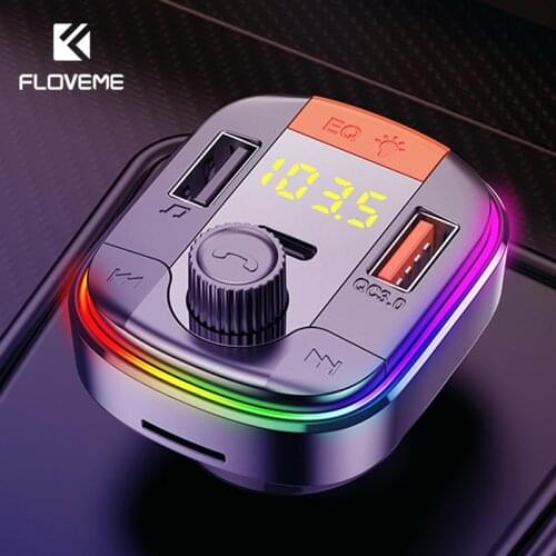 FLOVEME PD QC3.0 Fast Car Charger Bluetooth Wireless Car kit Handfree FM Transmitter MP3 Player TF Card Dual USB Phone Charger