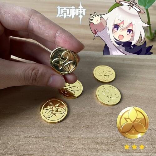 Genshin Impact Metal Coin Mora Open Treasure Chest Game Metal Coin Strengthen Equipment Tivat Cosplay Accessories