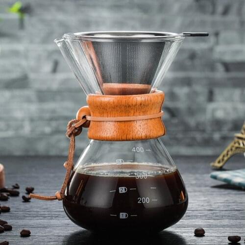 Behogar 400ml Heat Resistance High Boron Glass Pour Over Coffee Maker with Filter for Home Office Apartment