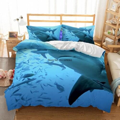 Shark Print Kids Duvet Cover Set Full 3D Bedding Set 2/3pcs Boy Girl Comforter Cover Luxury Soft Pillowcase for Children Teen